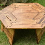 ヘキサテーブル　ダークウォルナット色